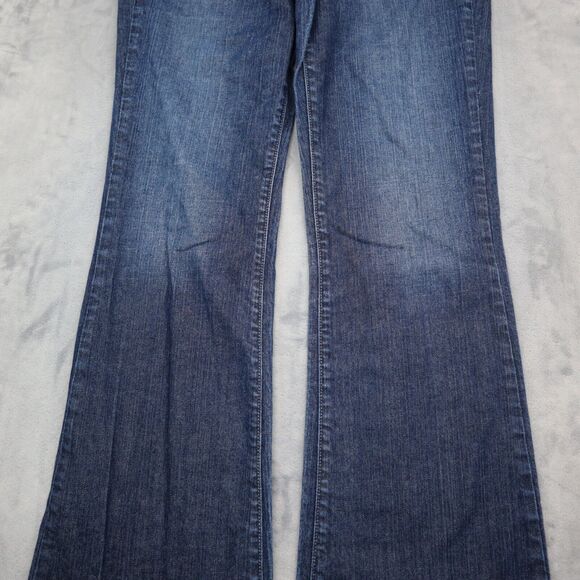 Calvin Klein Jeans Womens 30 Blue Flared Low Rise 5 Pocket Dark Wash Denim Pants - Picture 12 of 16
